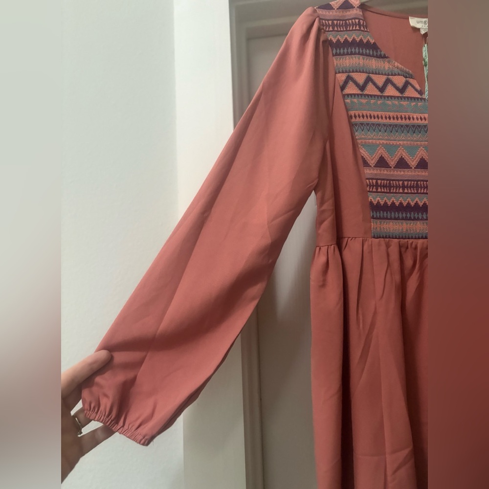 Umgee Coral Midi Dress with Multicolor Pattern - Picture 2 of 12